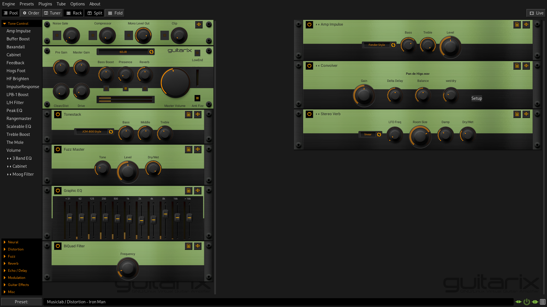 Guitarix interface